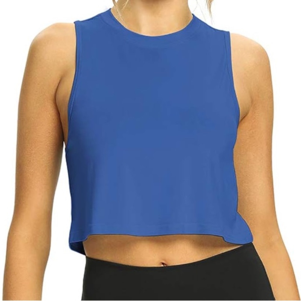 Mippo Amazon blue workout crop top, cute athletic tank - size XS